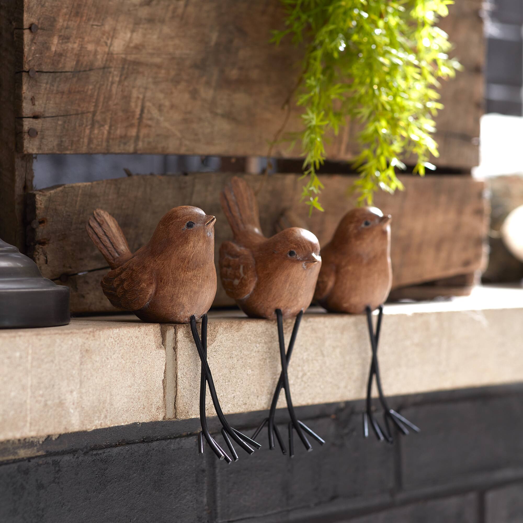 Etched Bird Shelf Sitter Set